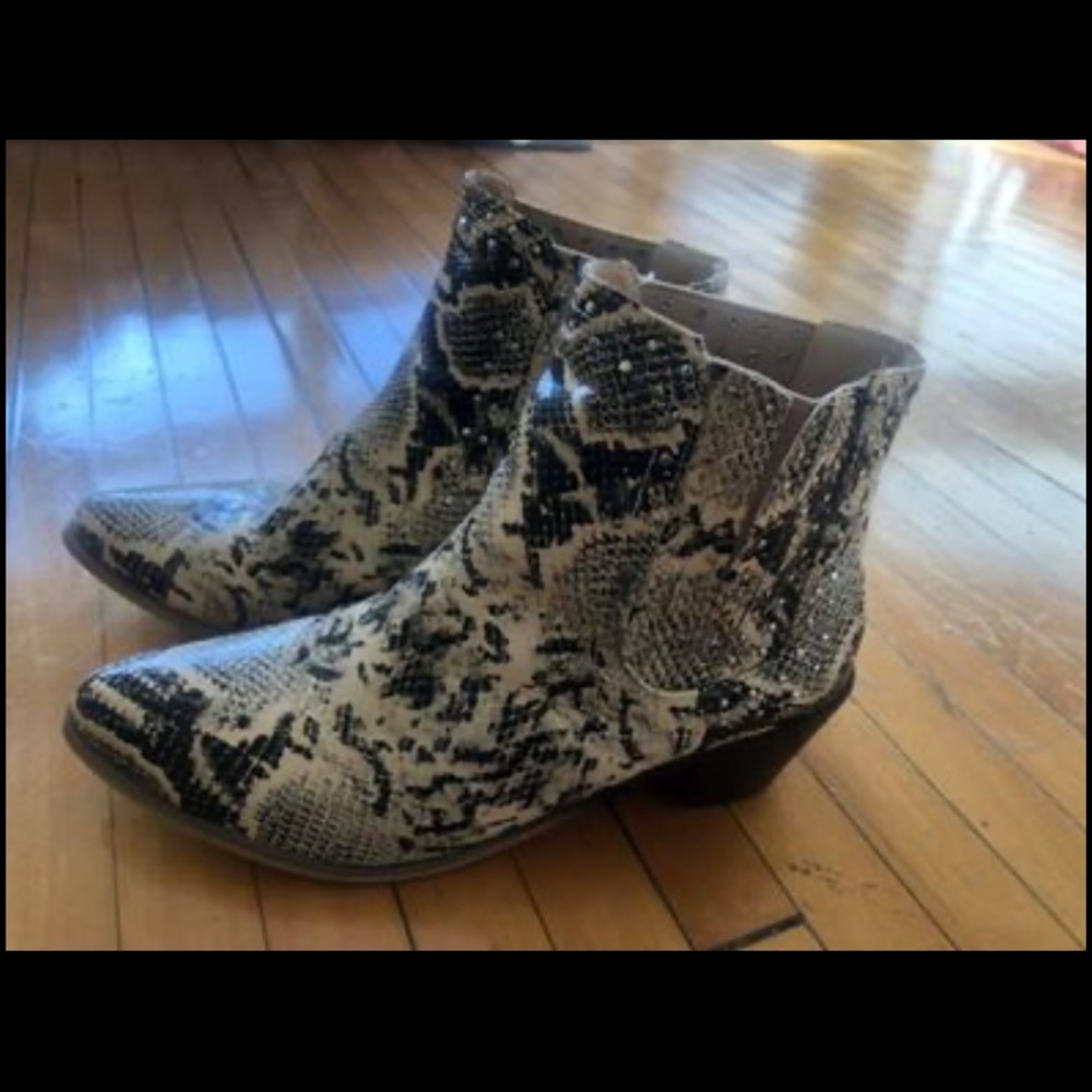 Chase + Chloe Snakeskin Ankle Boots